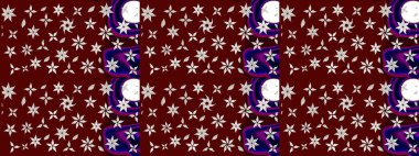 Kırmızı renklerde. Çizim kalıbı. Çiçek duvar kağıdı. Renkli süs kenarı. Raster illüstrasyonu. Hint süsü..