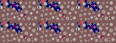 Küçük çiçekli basit bir çiçek çizimi. Kahverengi renkte sevimli çiçekler. Moda baskısı, albüm, ambalaj kağıdı ve duvar kağıdı için zarif dekoratif süslemeler. Raster illüstrasyonu.