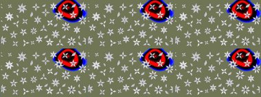 Eskiz arkaplan modeli. Yapraklı çiçekler ve yeşil renkli papatya çiçekleri. Raster - stok.