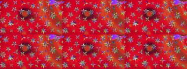 Elle boyanmış suluboya resim çizimleri, çiçekler ve bitkiler. Kırmızı renkte çiçekler.