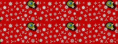 Kırmızı renklere karalamalar çizilmiş çiçek deseni. Raster illüstrasyonu.