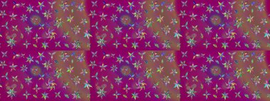 Raster Illustrasyon 'daki Çiçek Deseni' nin son moda çizimi. Güzel kumaş deseni. Renkli Yaz Temalı eskiz kalıbı. Düz Çiçek Elementleri Tasarımı.