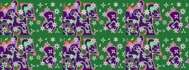 Yeşil çiçekli eskiz deseni, suluboya çiçek deseni, sevimli çiçek, duvar kağıdı, kart veya kumaş için fayanslı. Raster - stok.