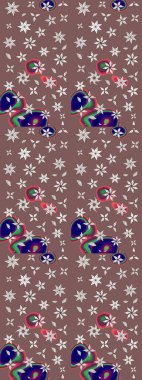 Raster illüstrasyonu. Kahverengi renkli güzel bir tekstil. Suluboya çiçekli çiçek deseni.