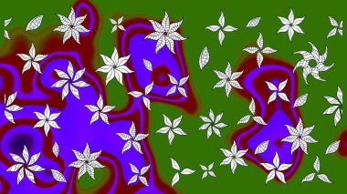 Raster illüstrasyonu. Küçük çiçekli basit bir çiçek çizimi. Moda baskısı, albüm, ambalaj kağıdı ve duvar kağıdı için zarif dekoratif süslemeler. Yeşil renkte şirin çiçekler..