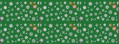 Raster çiçekleri klasik tarzda çizilmiş. Çiçekli yumuşak bir eskiz şekli. Yumuşak, yeşil renkli bahar çiçekleri. Raster illüstrasyonu.