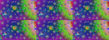 Renkli Bahar Teması eskiz kalıbı. Raster illüstrasyonu. Chichi 'nin kumaş kalıbını çiz. Düz Çiçek Elementleri Tasarımı. Çiçek deseni.