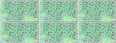 Robot resim. Kelebek desenli güzel çizim tasarımı. Ambalajlar, duvar kağıtları, kumaş tasarımı ve kağıt için hoş bir arkaplan. Resimler mavi, yeşil ve nötr renklerde.