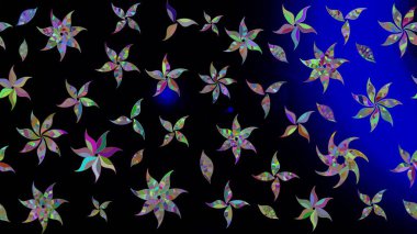 Raster illüstrasyonu. Siyah renkli çiçekler. Şirin çiçek elementleri. Çizim.