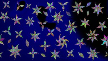 Raster illüstrasyonu. Güzel kumaş deseni. Raster illüstrasyonundaki çiçek desenli çizim. Mavi renklerde.
