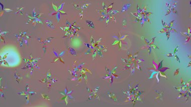 Düz Çiçek Elementleri Tasarımı. Raster illüstrasyonundaki çiçek desenli çizim. Renkli Yaz Temalı eskiz kalıbı. Gri renkli çiçekler.