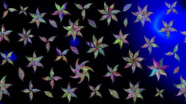 Raster düz çiçek çizim deseni. Siyah renkli çiçekler. Tasarım hediye paketi, tebrik kartları, posterler ve afiş tasarımı.