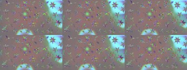 Raster Floral Illustration, Asyalı tekstil. Gri renkli etnik çiçeklerle zarif eskiz deseni.