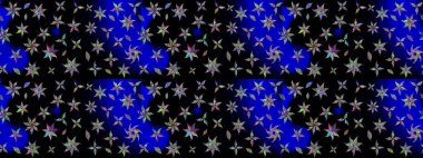 Renkli Bahar Teması eskiz kalıbı. Taslak desenli, modaya uygun kumaş deseni. Düz Çiçek Elementleri Tasarımı. Şirin çiçek elementleri. Raster illüstrasyonu.