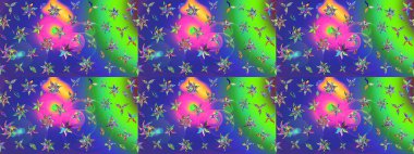 Renkli Bahar Teması eskiz kalıbı. Çiçek desenli eskiz. Düz Çiçek Elementleri Tasarım Raster illüstrasyonu. Mavi renkte çiçekler.