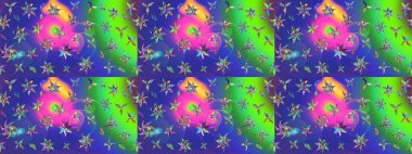 Renkli Bahar Teması eskiz kalıbı. Çiçek desenli eskiz. Düz Çiçek Elementleri Tasarım Raster illüstrasyonu. Mavi renkte çiçekler.