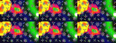 Suluboya çiçekli çiçek deseni. Gri renkli Asya tekstili. Raster illüstrasyonu.