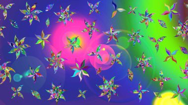 Suluboya tarzında mavi renkte. Raster illüstrasyonu. Küçük çiçekli bahar deseni çiz.