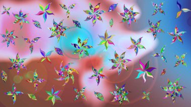 Tarafsız renklere karalamalar çizilmiş çiçek deseni. Raster illüstrasyonu.