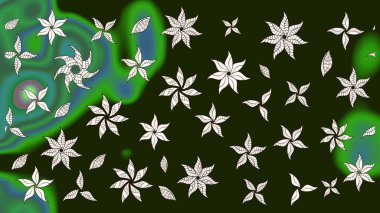 Raster. Tomurcukları çiçek olan sevimli bir çiçek deseni. Raster illüstrasyonu. Eskiz geçmişi. Kumaş, tekstil, duvar kağıdı baskısı için. Antika retro tarzı.