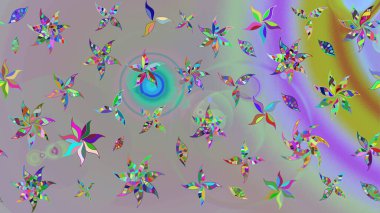 Yapraklı çizim şekli. Şirin, zarif çiçekler Raster illüstrasyonu. Poster ya da kapak için arka plan. Tekstil için figür. Davetiye ve kartpostal tasarımı için dekoratif çiçek unsurları.