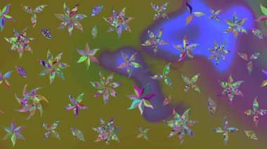 Çiçekli karalama şeklinde Raster çiçek deseni. Yumuşak, yaz çiçekli arka plan. Kahverengi renkte çiçekler.