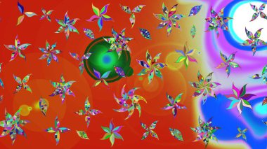 Küçük çiçekteki sevimli çiçek deseni. Raster illüstrasyonu. Turuncu renkte çiçekler.