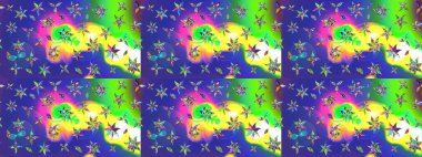 Mavi renkli çiçekler. Sevimli çiçek raster deseni. Renkli Bahar Teması eskiz kalıbı. Düz Çiçek Elementleri Tasarımı.