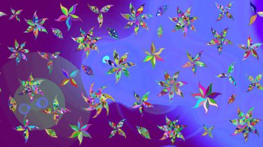 Düz Çiçek Elementleri Tasarımı. Çiçek deseni. Renkli Bahar Teması eskiz kalıbı. Raster çizimi. Güzel kumaş deseni..