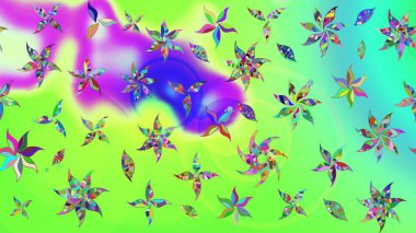 Yeşil renkli çiçekler. Çiçek desenli eskiz, yaz çiçekleri. Düz Çiçek Elementleri Tasarımı. Renkli Bahar Teması çizim şablonu.