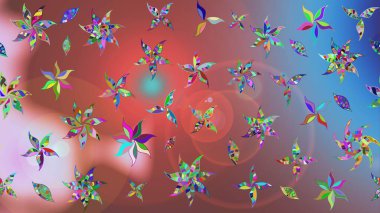 Renkli Bahar Teması eskiz kalıbı. Chichi 'nin kumaş kalıbını çiz. Raster illüstrasyonu. Düz Çiçek Elementleri Tasarımı. Çiçek deseni.