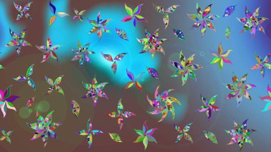 Mavi renkli çiçekler. Çiçekli çiçek deseni, suluboya. Raster illüstrasyonu. Düz Çiçek Elementleri Tasarımı. Renkli Bahar Teması çizim şablonu.