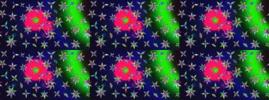 Düz Çiçek Elementleri Tasarım Raster illüstrasyonu. Çiçekli çiçek deseni, suluboya. Gri renkli çiçekler. Renkli Bahar Teması Eskiz Şablonu.