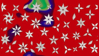 Hint süsü. Raster illüstrasyonu. Kırmızı renklerde. Çiçek duvar kağıdı. Renkli süs kenarı. Çizim deseni.