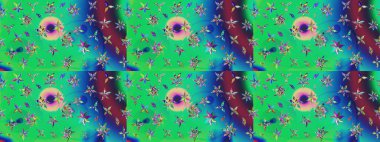 El yapımı çiçek ve bitki koleksiyonu. Raster illüstrasyonu. Eskiz stili yeşil renkler. Şirin karalamalı çiçek desenli çizim. Raster illüstrasyonu.