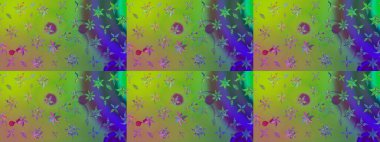 Raster illüstrasyonu. Yumuşak, yeşil renkli bahar çiçekleri. Raster deseni. Patlayan çiçekler soyut yerleştirilmiş.