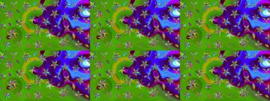 Yumuşak, yeşil renkli bahar çiçekleri. Raster deseni. Raster illüstrasyonu. Patlayan çiçekler soyut yerleştirilmiş.