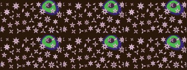 Kahverengi renkli bitkilerden oluşan parlak çiçekli çizim deseni.