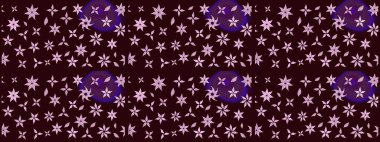 Kumaş, tekstil, duvar kağıdı baskısı için. Renkli desenli eskiz deseni, kahverengi çiçekler ve dekoratif elementlerle. Eskiz geçmişi. Eski usul. Raster illüstrasyonu.