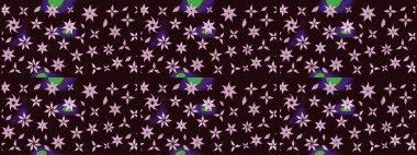 Raster illüstrasyonu. 3D çiçekler, eskiz. Kahverengi renklerde.