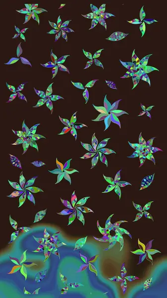 Raster illüstrasyonu. Küçük çiçekteki sevimli çiçek deseni. Güzel karalamalı çiçek desenli çizim. Güzel kumaş deseni.