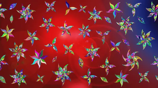 Kibarca, kırmızı renkte yaz çiçekleri. Raster illüstrasyonu. Raster çiçek desenli ve çiçekli..