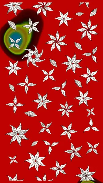 Raster illüstrasyonu. Kırmızı renkte karalamalı çiçek deseni çiz.