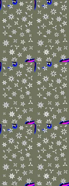 Raster düz çiçek çizim deseni. Hediye ambalaj kağıdı, tebrik kartları, posterler ve pankart tasarımı. Yeşil renkte çiçekler.