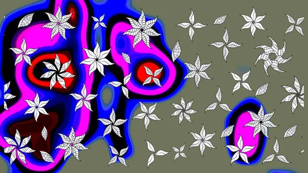 Karalama çiçekleri çizim kalıbı. Raster deseni. Sanat, çiçeklere ilham verir ve arka plan bırakır. Yeşil el çizimi desen.