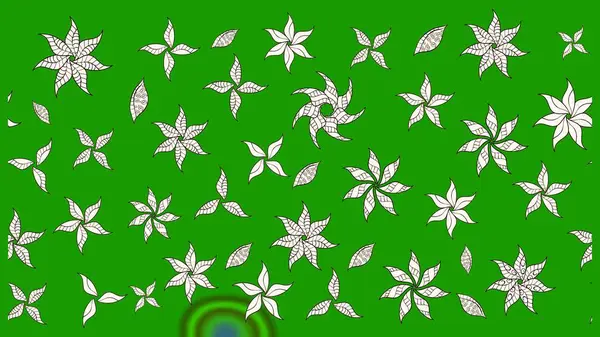 Yeşil renkli yeşil papatya deseni. Raster illüstrasyonu. Yeşil renklerde.