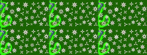 Raster güzel bir çiçek deseni çizmiş. Nazik romantik baskı. Tatil havası. Yeşil renkli çiçekler. Bahar mevsimi.