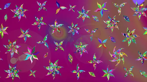 Raster illüstrasyonu. Yumuşak, bahar çiçekleri mor renklerde. Raster çiçekleri klasik tarzda çizilmiş. Çiçekli yumuşak çizim deseni.