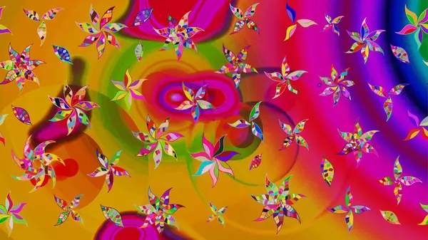 Eski usul. Tomurcukları çiçek olan sevimli bir çiçek deseni. Eskiz geçmişi. Raster illüstrasyonu. Raster. Kumaş, tekstil ve duvar kağıdı baskısı için..