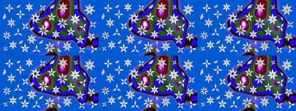 Mavi arka planda. Tekstil, kumaş, ambalaj, hatıra defteri için hoş bir çiçek arkaplanı. Elle çizilmiş çiçek desenli Raster çizimi. Çocuksu tasarım.